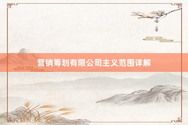营销筹划有限公司主义范围详解